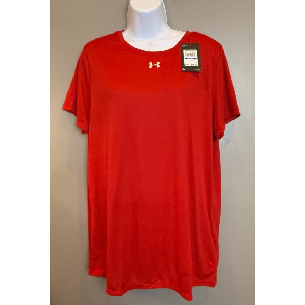 NWT Under Armour HeatGear Women's Locker T-Shirt Red XL Loose Fit Athletic Tee